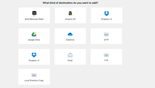 Solid Backups remote storage options are not as extensive as UpdraftPlus