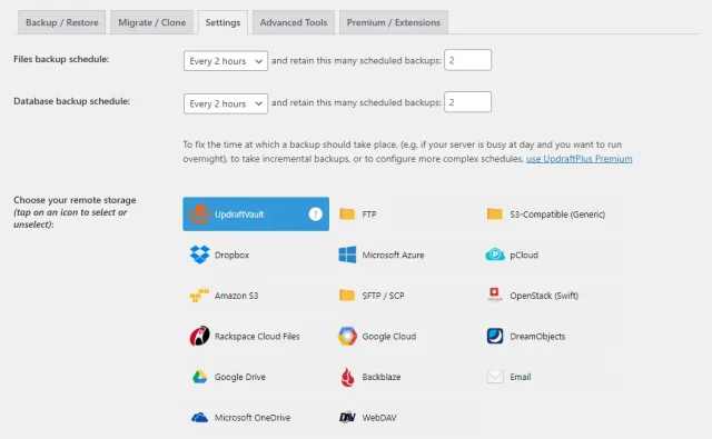select UpdraftVault in UpdraftPlus 'Choose your remote storage' section