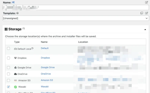 Dublicator 'storage' page options