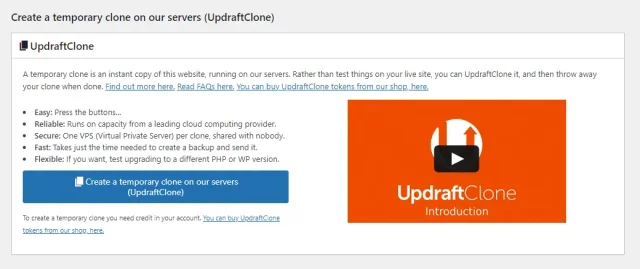 UpdraftPlus 'Create temporary clone on our servers' option using UpdraftClone