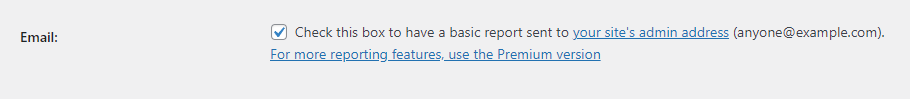 Email reporting section