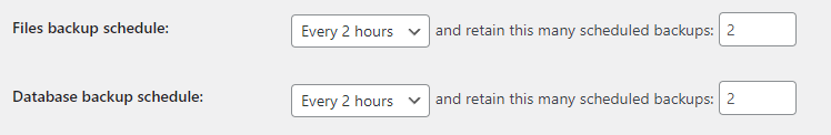 Files backup schedule every 2 hrs