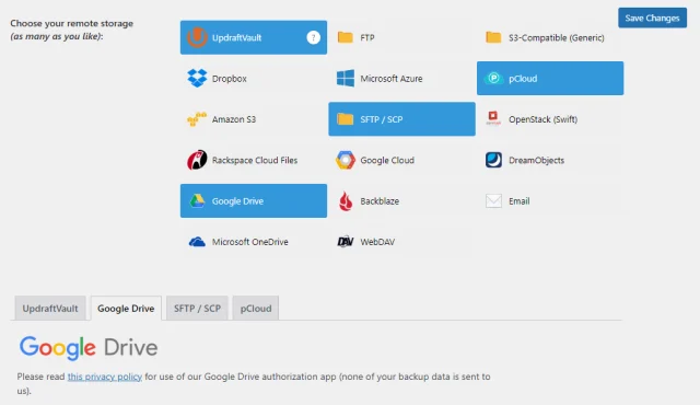 Remote storage options