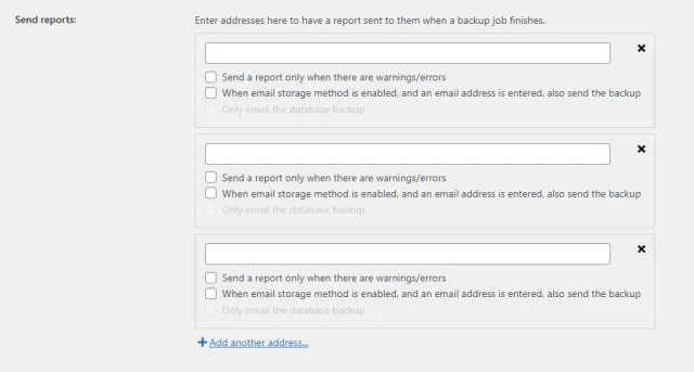 'Send reports' section