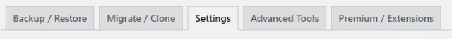 settings tab