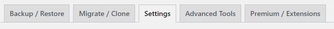 settings tab