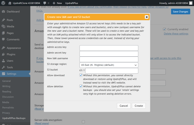 Create an 'IAM user' by entering all credentials and selecting 'Create' button