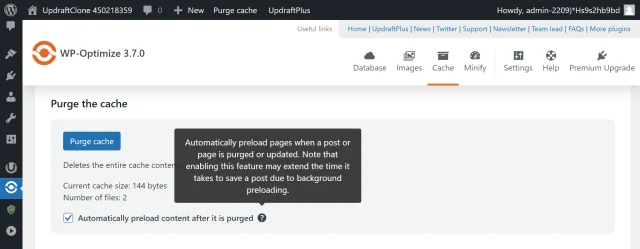 Click 'Purge Cache' button and select the checkbox for 'Automatically preload content after it is purged'