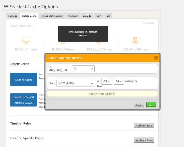 WP Fastest Cache, Cache timeout wizard