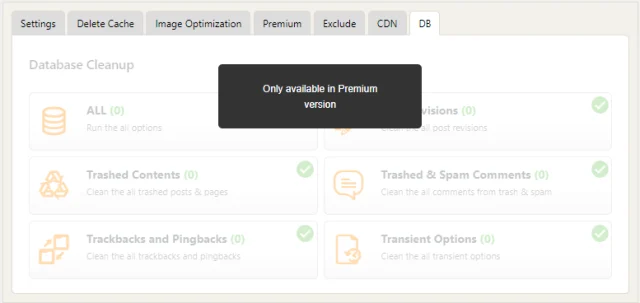 WP Fastest Cache 'D8 tab' is only available for Premium Versions