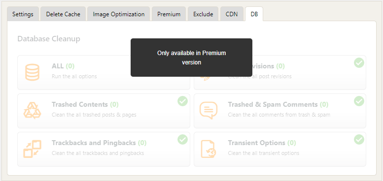 WP Fastest Cache 'D8 tab' is only available for Premium Versions
