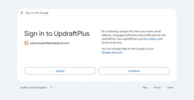 Connect your Google account by allowing your account to connect