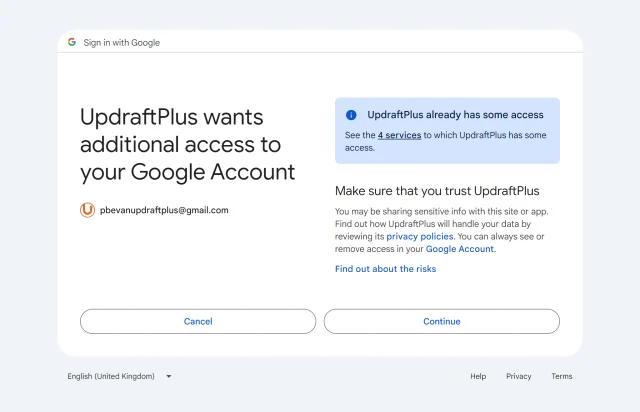 Connect your Google account by allowing account access
