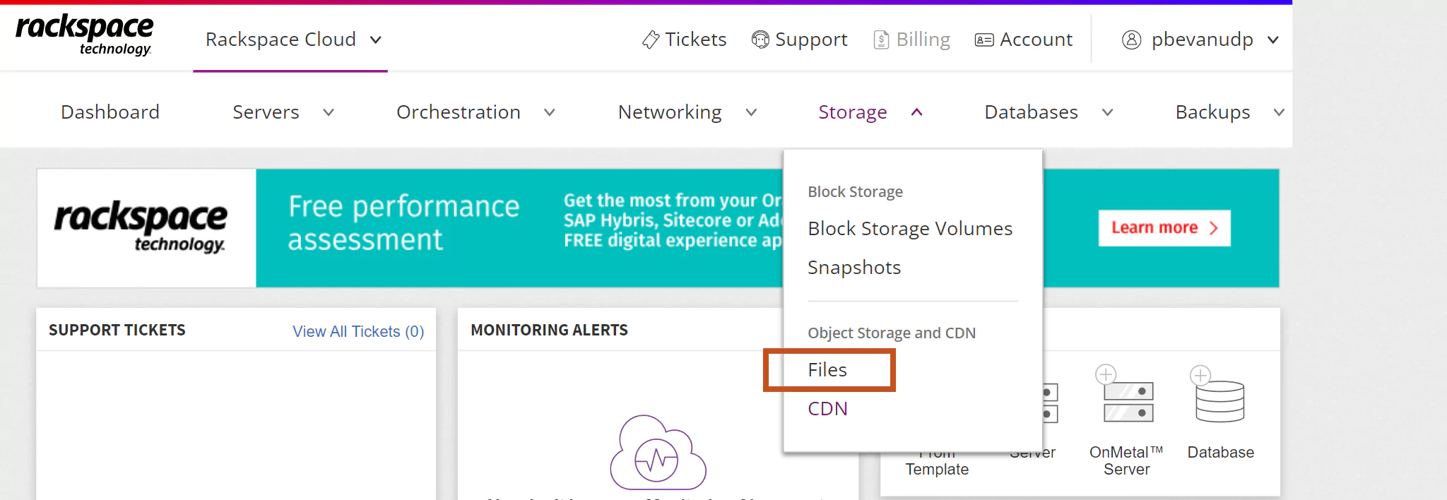 In the 'Storage' dropdown select 'Files'