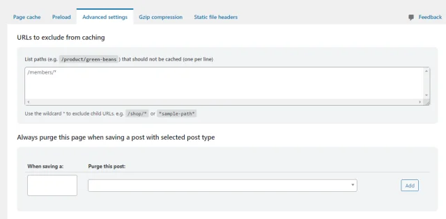 WP-Optimize Advanced settings options