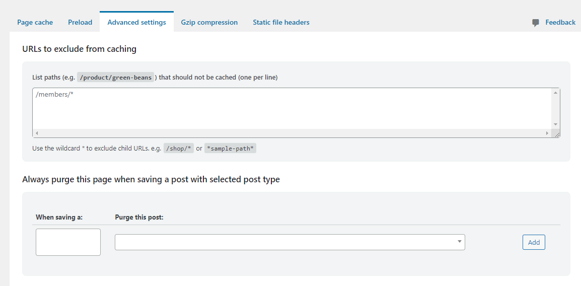 WP-Optimize Advanced settings options