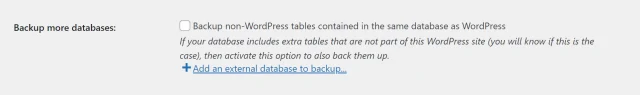 Select the 'Backup more databases' option checkbox