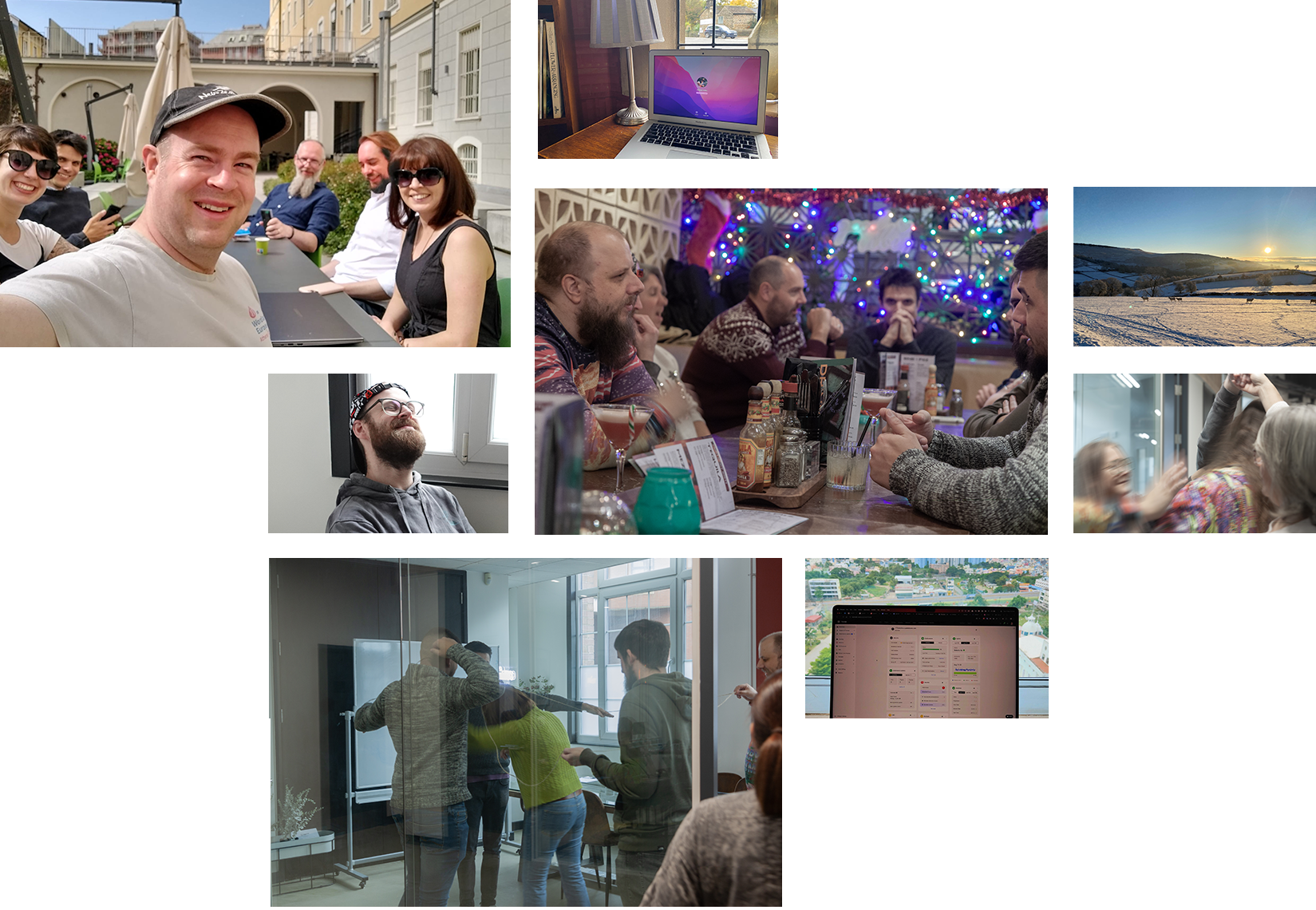 Collage of team Updraft enjoying and working