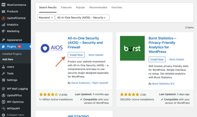 AIOS free in the plugin list