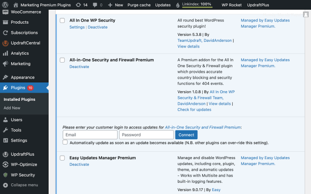 Enter your details on the AIOS plugin in the plugin list